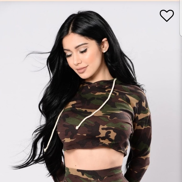 Fashion Nova Tops - (final price drop) Extra Cropped Camo Hoodie